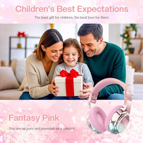 Qear Fun Kids Bluetooth 5.3 Headphones – Ultra-Lightweight Foldable Wireless Headset with Rapid Charging and Integrated Microphone for Seamless School and Travel Listening – Trendy Metallic Gradient Finish for Young Music Lovers – Perfectly Compatible with Tablets and i Pads – Superior Comfort and Sound Quality for Young Listeners
