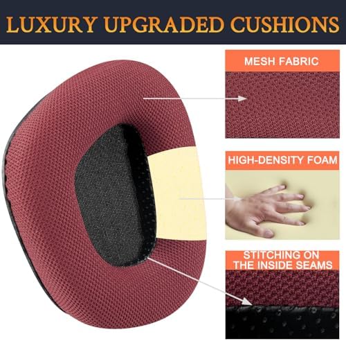 Upgrade Your Corsair Void Gaming Headset with SOULWIT Burgundy Mesh Replacement Earpads – Premium Noise-Isolating Ear Cushions for Unmatched Audio Clarity and Comfort – Effortless Installation with Long-Lasting Durability for Serious Gamers