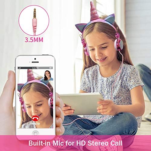 Magical Unicorn Over-Ear Headphones for Kids – Adjustable Wired Headset with Built-In Mic, Exceptional Sound Quality for School and Play – Ideal Gift for Girls and Teens’ Audio Adventures