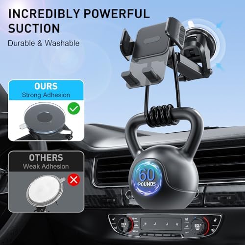 TEKING Advanced Car Phone Holder with Reinforced Metal Hook – Universal Air Vent Mount for i Phone 15/14/13/12 Pro Max & Samsung S24 Ultra – Sleek Translucent Design for Enhanced Aesthetics & Secure Smartphone Fit (120-75 mm) – Effortless Tool-Free Installation & Ultimate Hands-Free Convenience