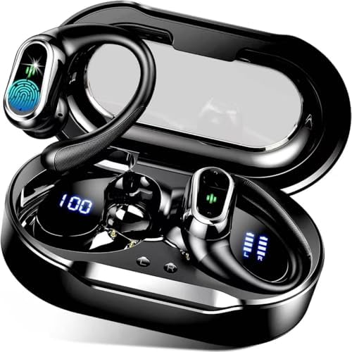 Rolosar Bluetooth 5.4 Sport-Optimized Wireless Earbuds – IP7 Waterproof with Advanced ENC Noise Cancellation, Ergonomic Earhooks for Ultimate Comfort, Dual LED Battery Indicator, 50-Hour Playback – Ideal for Running, Fitness, and Everyday Use