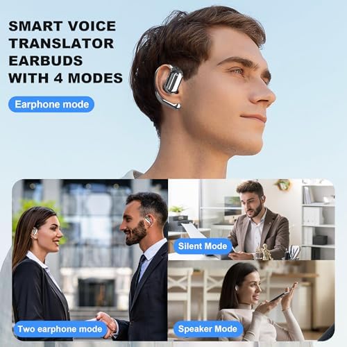 Revolutionary AI Translation Earbuds – Effortless Two-Way Communication with Touch Screen Display, Supporting 144 Languages – Wireless Noise-Canceling Earphones for Travelers and Professionals – Compact Design with Extended Battery Life for Ultimate Portability and Connection