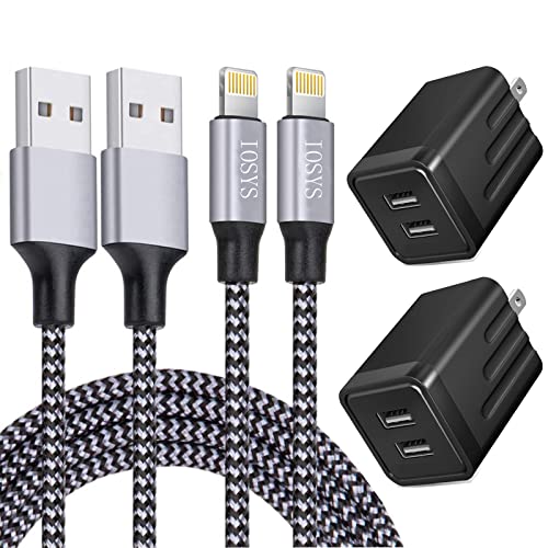 Ultra-Fast i Phone Dual Port Charger Set – 6 FT Lightning Cable & Compact Wall Plug Adapter for i Phone 14, 13, 12, 11 Pro Max, XS, X, 8, 7 Plus, SE & i Pad – Quick Charge Technology for Seamless Power on the Go