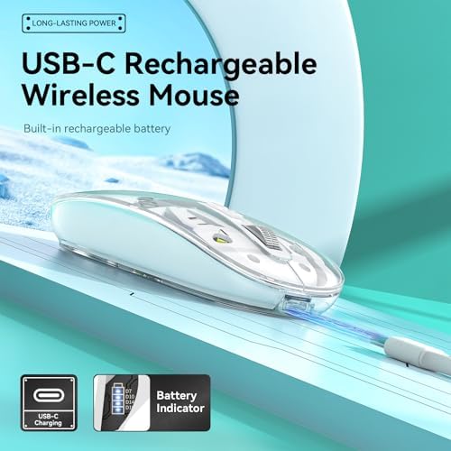 Experience Unmatched Versatility with the Uiosmuph Tri-Mode Bluetooth Mouse – Wireless, USB-C Rechargeable, and Quiet Click Design for Seamless Multi-Device Connectivity – Stylish Transparent Cover and Battery Level Indicator – Perfect for Laptops, Macs, and i Pads – Sleek Yellow Finish for Enhanced Productivity