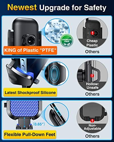 VANMASS Ace Car Phone Holder Mount – Upgraded Military Steel Hook & Super Suction Cup for Ultimate Hands-Free Navigation – Compatible with i Phone 14, 13, 12 Pro Max & Samsung – Versatile Dashboard, Windshield & Air Vent Stand for Enhanced Driving Safety
