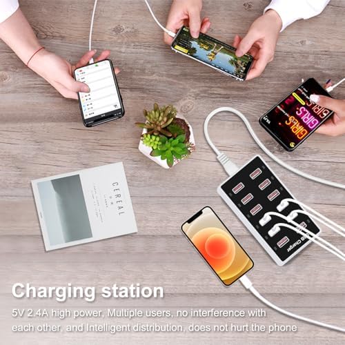 Multi-Device USB Charging Hub with 10 High-Speed Ports – Smart Plug Power Strip for i Phone 15/14/13, i Pads, Galaxy Watches & Android Phones – Ultimate Fast Charging Solution for Home & Office Efficiency