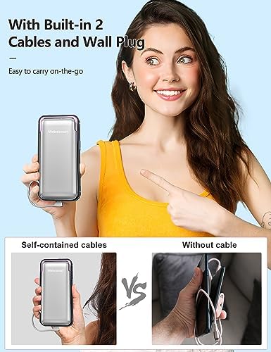 Dual 10000 m Ah Portable Power Bank Set with Built-In Cables and Fast Charging – Travel-Ready USB-C Charger for i Phone & Android Devices in Sleek White & Purple Design – Ultimate Compatibility for On-the-Go Power Solutions