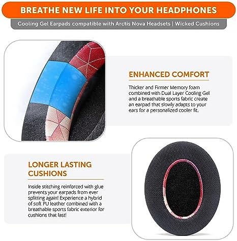 Upgrade Your Arctis Nova Experience with WC Freeze Cooling Gel Earpads – Optimal Comfort and Enhanced Sound Isolation for Pro Wired, Nova 7, 5, 4, 3, 1 Headsets – Designed by Wicked Cushions | Black | Superior Hybrid Fabric Technology for Long Gaming Sessions