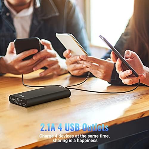 Ultimate BONAI 20000 m Ah Portable Power Bank – Sleek Aluminum Polymer Charger with 4 USB Outputs & Dual Input for Rapid Recharging – Ideal for Camping, Travel, and Daily Use – Universal Compatibility with i Phone, i Pad, Smartphones, and Tablets – Stay Charged Anywhere