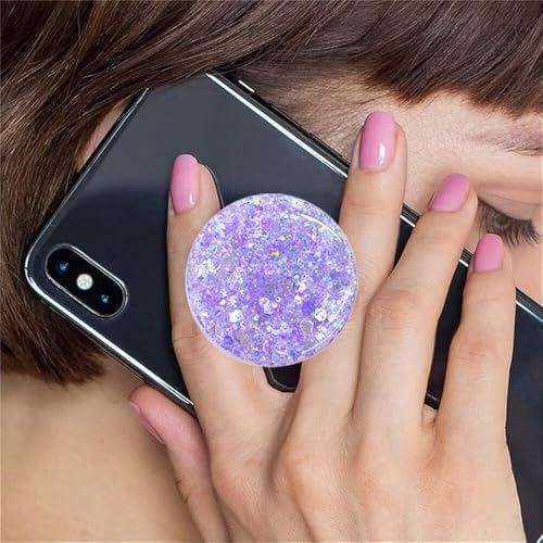 Universal Cell Phone Stand Compatible with for Phone Grip Holder, 360° Rotation-Transparent Magnetic Sparkling Starlight Drops colloidal Powder (Lilac) – Enhanced Compatibility and Speed