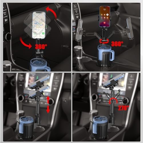 Wireless Car Charger Phone Mount Cup Holder, 3 in 1 15W Fast Charging Auto Clamping Cup Holder Expander for Car, Phone Holders for Your Car CupHolder Wireless Charger Compatible for All Smartphones – Enhanced Compatibility and Speed