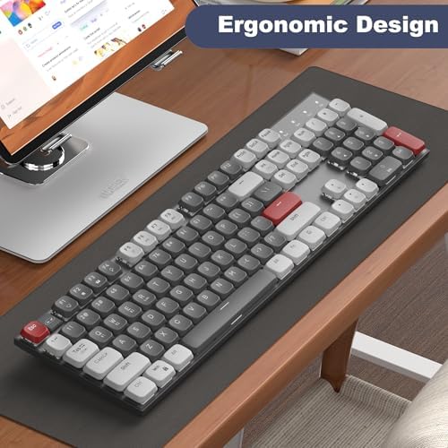Transform Your Workspace with the Mage Gee Moon104 Wireless Mechanical Keyboard – RGB Backlit, Triple-Mode Connectivity (2.4 GHz, Bluetooth, USB-C) for Enhanced Productivity on PCs, Laptops, and Smart TVs – Ergonomic Design for Comfort and Speed