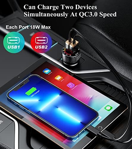 BARCOVAN Dual QC3.0 USB Car Charger Adapter – 36 W 3 A Fast Charging with Colorful Voltmeter Display & Energy-Saving ON/OFF Switch for Ultimate Convenience on the Go – Perfect for Modern Travelers and Tech Enthusiasts