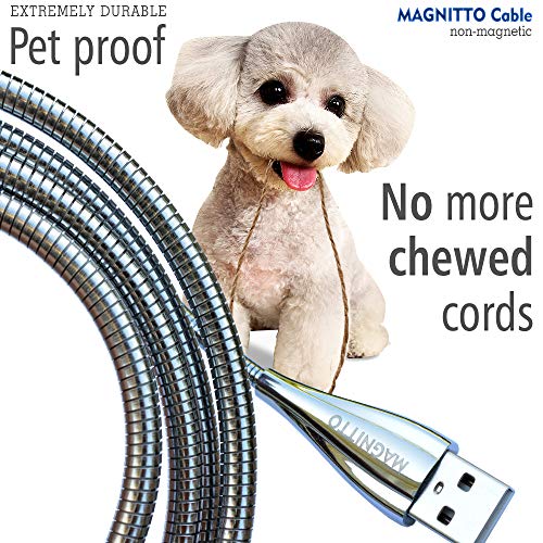 Stainless Steel Heavy-Duty Metal Braided USB Fast Charging Cable – 6 ft Tangle-Free, Chew-Proof Design for Ultimate Durability and Speed – 2 Pack High-Performance USB 2.0 Sync Charger Cords for Smartphones and Tablets