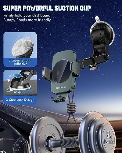 Smart Wireless Car Charger & Auto-Clamping Phone Holder – Fast Charging 3-in-1 Mount for i Phone 11-16 & Samsung Galaxy S23-S9+ – Enhanced Compatibility, Hands-Free Navigation, and Adjustable Viewing Angles for Optimal Convenience