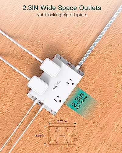 Ultimate 15 ft Surge Protector Power Strip with 4 USB Ports, Addtam Flat Plug Extension for Home Office and College Dorm – Enhanced Compatibility, Space-Saving Design, and Fast Charging for Multiple Devices