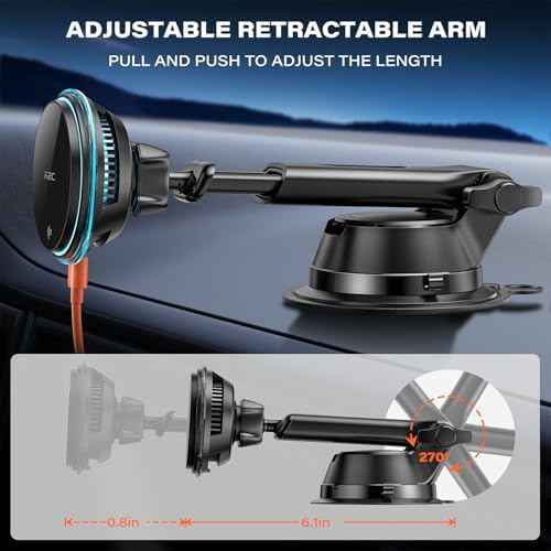 Revolutionize Your Drive with the A2 C Qi2 15 W Mag Safe Car Charger – Premium Wireless Charging Solution Featuring Advanced Semiconductor Cooling Technology for i Phone 12-16, Effortless Magnetic Mounting for Dash/Windshield, and Includes PD Adapter for Universal Device Compatibility