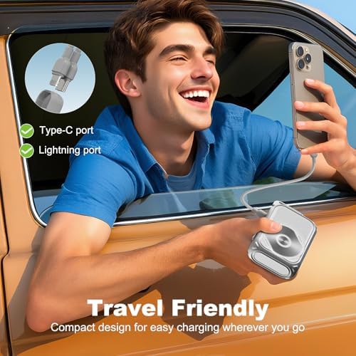 Compact Magnetic Power Bank – P05 Portable Charger with 10000 m Ah Capacity for Fast Wireless Charging, Built-in Cable & Foldable Plug – Perfect Travel Companion for i Phone, Samsung & Android Devices