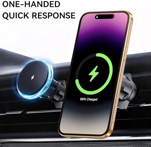 Revolutionize Your Drive with the Magnetic Mag Safe Car Charger – Effortless Wireless Charging for i Phone 16 Pro Max, 15, 14, 13, 12 & Mag Safe Cases | Versatile Vent & Dashboard Mount for Ultimate Accessibility | Secure Magnetic Hold for Safety and Convenience | Sleek Design Perfect for Any Automobile Interior | Stay Powered and Focused on the Road with Fast Charging Technology
