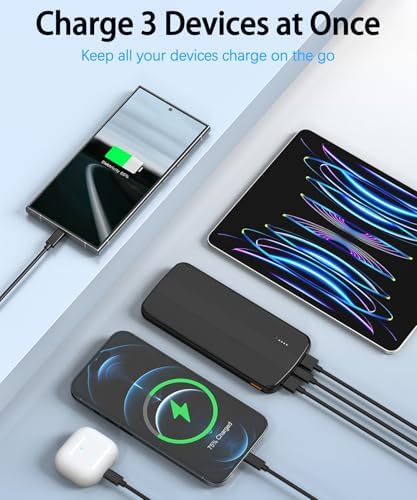 High-Efficiency 10,000 m Ah Eco-Friendly Power Bank – 22.5 W Fast Charging Portable Charger with Dual USB-A and USB-C Ports Designed for i Phone 16/15/14, Samsung, i Pad & Pixel – Charge Three Devices at Once with Advanced Heat Shield Technology for Ultimate Safety and Performance