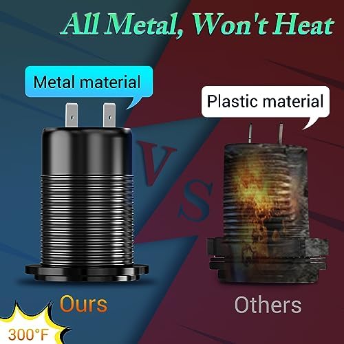 High-Powered 83 W 12 V USB C Car Charger with Smart Voltmeter – Ouffun 65 W PD3.0 & 18 W QC3.0 Fast Charging Adapter for RVs, Marine, and Golf Carts – Durable Aluminum Socket with Integrated Button Switch for Enhanced Device Compatibility and Safety Monitoring