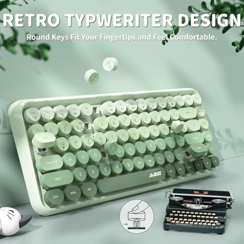 FELICON Retro Mini Wireless Bluetooth Keyboard – Portable 84-Key Typewriter Design for Android, i Pad, Windows & PC – Perfect Companion for Home & Office with Enhanced Compatibility and Rechargeable Battery