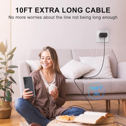 45 W Super Fast USB-C Charger for Samsung Galaxy | Dual Port Fast Charging Block with 10 FT Cable | Ultimate Compatibility for Galaxy S25/S24/S23/S22 Series | Efficient, Reliable, and Travel-Friendly Charging Solution