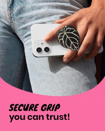 Tropical Leaf Mag Safe-Compatible Collapsible Phone Grip Stand – Chic Acrylic Smartphone Accessory for Optimal Stability and Comfort, Ideal for Hands-Free Viewing and On-the-Go Convenience (Crystallinum Dark)