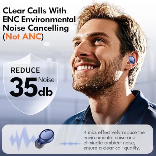 Lanteso Bluetooth 5.3 True Wireless Earbuds – Lightweight Sports Headphones with 48-Hour Playtime, Deep Bass Sound, Built-In Mic for Hands-Free Calls, Stylish Purple Finish for Active Lifestyles – Exceptional Comfort and Immersive Audio Quality