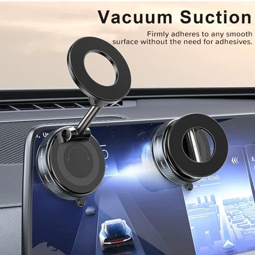 Universal Magnetic Car Phone Holder with Vacuum Suction Technology – Secure Smartphone Mount for Driving, Workouts, and Smooth Surfaces – Effortless One-Handed Access, Compact Design for Ultimate Portability and Stability