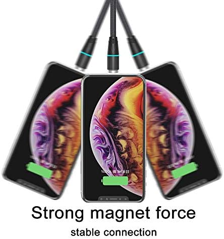 Universal 3-in-1 Magnetic Fast Charging Cable & Data Sync Solution – 6.6 ft Length (3-Pack, Black) for Micro USB, USB-C, and i-Devices – Efficient Power Delivery & Data Transfer Accessory for Home, Office, and Travel