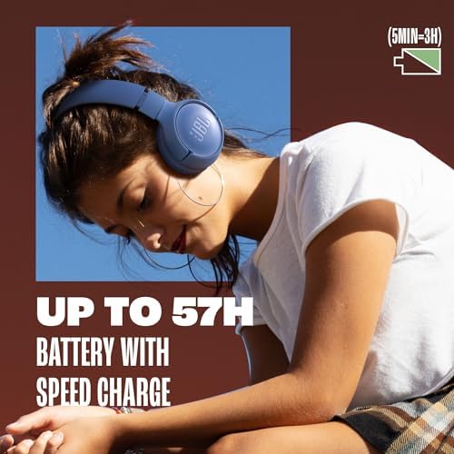 JBL Tune 520 BT Wireless On-Ear Headphones – Unmatched 57-Hour Battery Life with Quick Charge, Ultra-Comfortable Foldable Design, Voice Aware for Effortless Hands-Free Calls, Lightweight Portability in Striking Purple – Ideal for Music Lovers & Daily Travelers