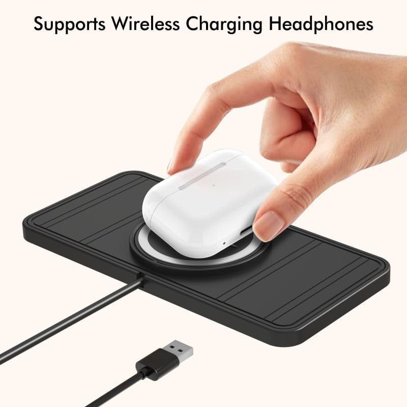 Effortless 15 W Wireless Car Charger Pad – Fast Charging for i Phone 16/15/14/13/12/11 & Samsung S24/S23/S22 – Non-Slip Design with Versatile Type C & A Port Adapter for Secure, Clutter-Free Travel Charging Solutions