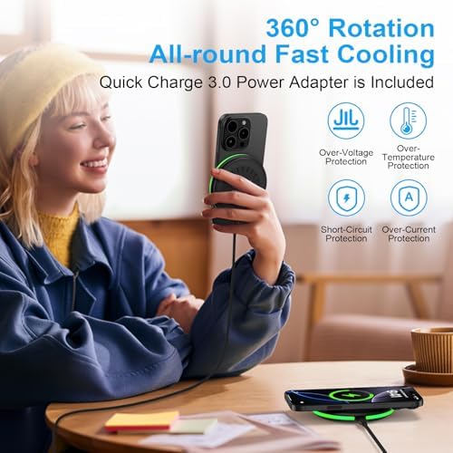 Samsung 15 W Fast Wireless Charger Pad for Galaxy S25 Ultra/S24/S23/S22/S21/S20 & Google Pixel 9 Pro/XL – Rapid Charging Station with Built-in Smart Chip & Case Compatibility for Android Devices – Includes 18 W QC 3.0 Adapter & 3 ft USB-C Cable – Sleek, Portable Design for Home & Travel Usage