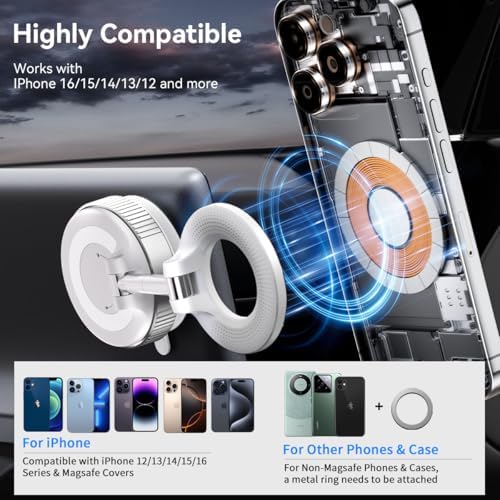 Revolutionary Electric Vacuum Suction Car Phone Holder – 360° Rotating Magnetic Mount for Ultimate Flexibility – Adjustable Stand for i Phone 12-16 Series – Unmatched Stability with Strong Suction for Safe Driving and Navigation – Hands-Free Convenience for Every Journey