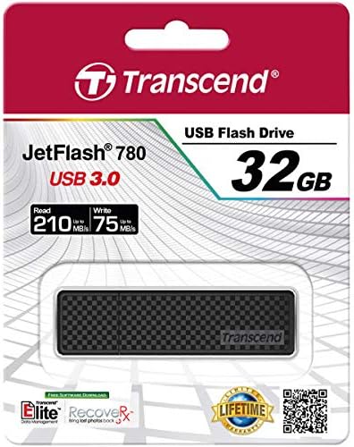 Transcend 16 GB Jet Flash 780 USB 3.0 Flash Drive – Sleek Black High-Speed Portable Storage for Effortless Data Transfer and Ultimate Compatibility