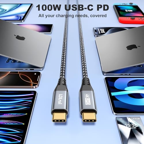 High-Speed USB C Cable 3-Pack: 20 Gbps Data Transfer, 4 K@60 Hz UHD Display & 100 W Fast Charging – Versatile Lengths (1 FT, 3 FT, 6 FT) for Ultimate Compatibility with Dell, Samsung T7, Sandisk & More
