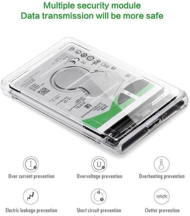Transform Your Storage with NTQin 2.5″ SATA USB 3.0 Clear External Hard Drive Enclosure – Perfect for Samsung 870 EVO SSDs Up to 4 TB, Effortless Plug-and-Play Setup, High-Speed Data Transfer, Durable Protection for On-the-Go File Access and Backup Solutions