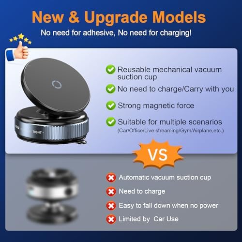 Revolutionary 360° Adjustable Magnetic Suction Cup Phone Holder – Versatile, Portable Smartphone Mount for Car, Gym, Kitchen, and Mirrors – Universal Compatibility with i Phone and Android Devices – Enhanced Stability and Effortless Multi-Tasking Experience