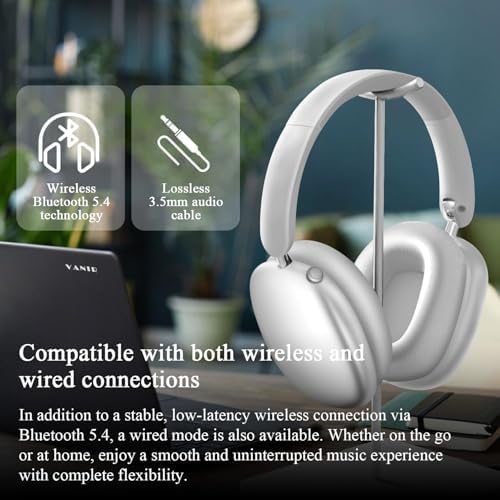 VANIR Ultra-Lightweight Bluetooth Over-Ear Headphones with Advanced AI Noise Cancellation – 48-Hour Audio Playtime, Premium Hi-Fi Sound, and Foldable Design for Effortless Portability – Perfect for Home, Office, and Travel Listening