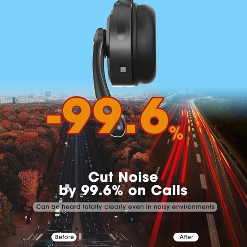Caymuller V5.1 Wireless Bluetooth Headset with Advanced Noise-Canceling Microphone – Premium On-Ear Headphones for Crystal Clear Calls and Immersive Music Experience, Ideal for Professionals, Gamers, and Trucker Use, Effortless Compatibility with Laptops and Communication Apps like Skype, Enhanced Mute Function for Office Environments