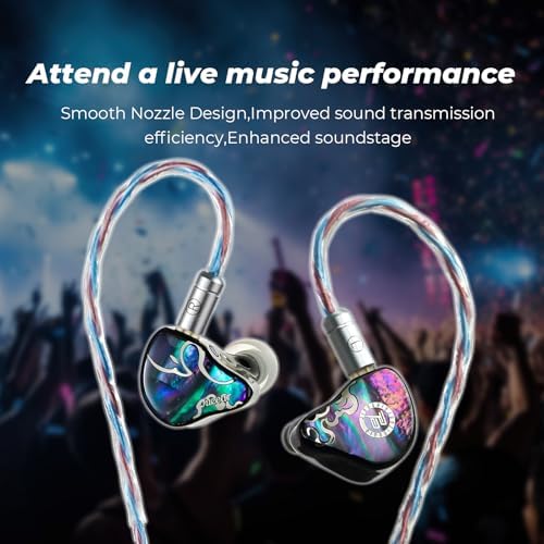 Hi Fi Go JUZEAR Flare High-Performance IEM Cable – Premium 6 N Single-Crystal Copper & Silver-Plated Hybrid Audio Cable with Interchangeable Gold-Plated Plugs (3.5 mm/4.4 mm) for Exceptional High-Resolution Sound – Stylish Rainbow Finish for Enhanced Durability and Compatibility with Audiophile Gear