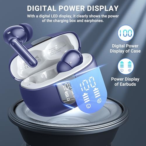 Elevate Your Audio Experience with Aoslen Wireless Earbuds – 2024 Hi-Fi Stereo Headphones Featuring 4 ENC Noise-Canceling Microphones, 42-Hour Playtime & Bluetooth 5.3 Connectivity – Perfect for Android & i OS Users, Sleek Design with LED Power Display for Ultimate Convenience
