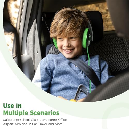 Rockpapa Kids Over-Ear Headphones – Lightweight Wired Audio Gear for School, Travel, and Home – Stylish White and Blue Design for Boys and Girls – Immersive Sound Quality with Adjustable Comfort and Durable Build for Young Audiophiles