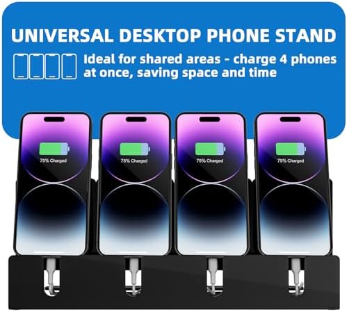 Cell Phone Stand, Multiple Phone Holder Organizer Stand for 4 Phones, Acrylic Desktop Mobile Phone Docking Station Charging Holder (Clear) – Enhanced Compatibility and Speed