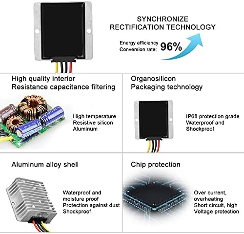 High-Efficiency 30 A Waterproof DC 24 V to 12 V Power Converter – 360 W Buck Supply for Golf Carts & Club Cars with Superior Compatibility and Streamlined Performance Solutions