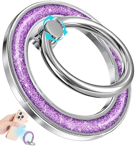 Glamorous Glitter Magnetic Phone Ring Holder for i Phone – Chic Mag Safe-Compatible Grip for Easy One-Handed Use – Stylish Finger Stand Accessory for Women – Perfect for Hands-Free Video Calls and Everyday Convenience – Secure, Durable, and Easy to Clean