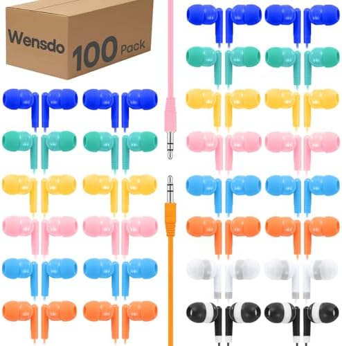 Engaging 50-Pack Kids Wired Earbuds for Classroom Learning | Durable, Lightweight 3.5 mm Headphones Compatible with Chromebooks & PCs | Vibrant Multi-Colored Earphones for Group Activities & Interactive Education