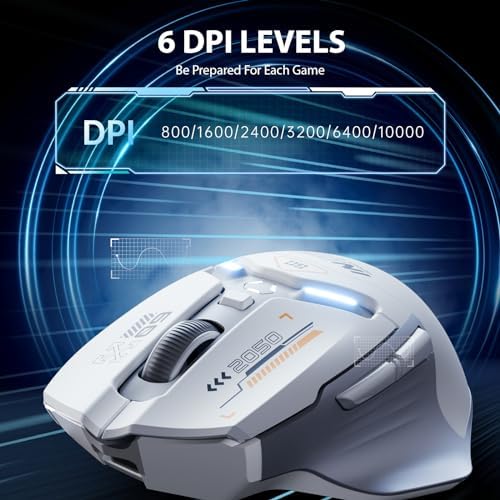 INPHIC IN9 Wireless Gaming Mouse – Versatile Tri-Mode Connectivity (Bluetooth, Type-C, 2.4 GHz), 10,000 DPI Precision, RGB Backlit Customization, Ergonomic Design for Ultimate Comfort, Fully Programmable for Gamers and Professionals on PC, Laptop, and Mac