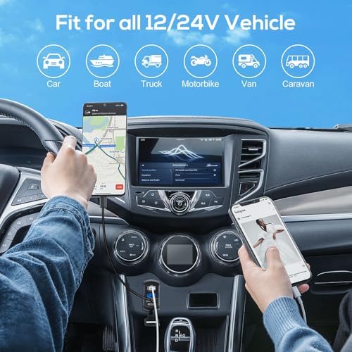Linkstyle Dual USB Rocker Switch Charger – 36 W Quick Charge USB-A & 55 W Power Delivery USB-C Socket with LED Voltmeter for Car and Boat – Optimal Fast Charging for All Devices with Enhanced Durability and Real-Time Battery Monitoring